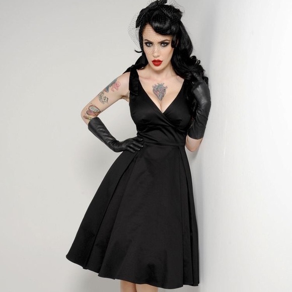 Deadly Dames by Micheline Pitt Black Tie Me Up Dress Discontinued! Size Medium. - Picture 3 of 5